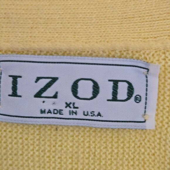 Vintage Izod 70s Yellow Grandpa Mr. Rodgers Unisex Cardigan Sweater Size XL - Picture 5 of 7